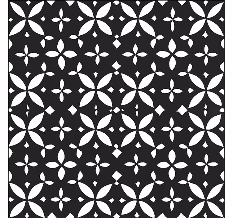 Juodas gėlių geometrinis valgomosios kambario kilimas - „Tenstickers“