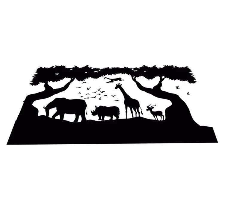 Gyvūnų vinilo kilimėlis juodai baltas savana - „Tenstickers“