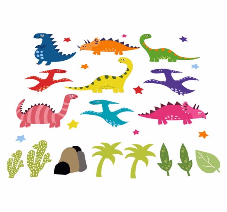 Gyvūnų vinilo kilimėlis Šiaurės dinozaurų rinkinys - „Tenstickers“