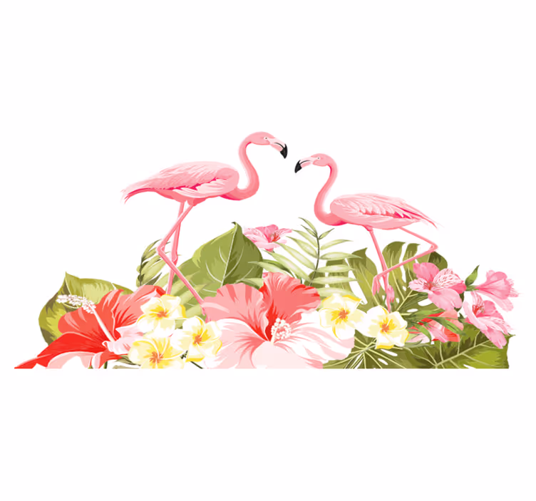 Gyvūnų vinilo kilimėlis tropinių gėlių flamingo - „Tenstickers“