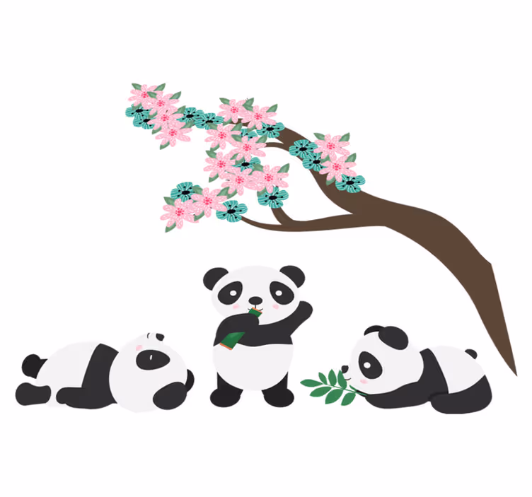 Gyvūnų vinilo kilimėlis linksmas panda klanas - „Tenstickers“