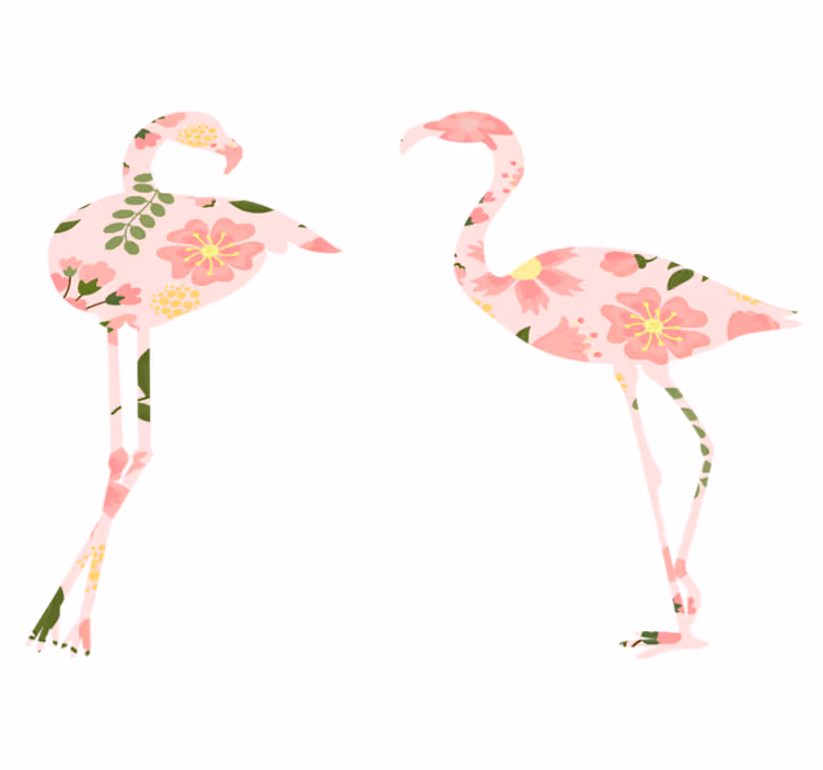 Gyvūnų vinilo kilimėlis flamingo gėlių raštu - „Tenstickers“