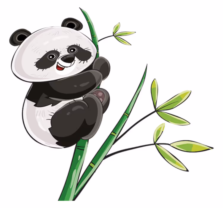 Gyvūnų vinilo kilimėlis panda lipanti bambuką - „Tenstickers“