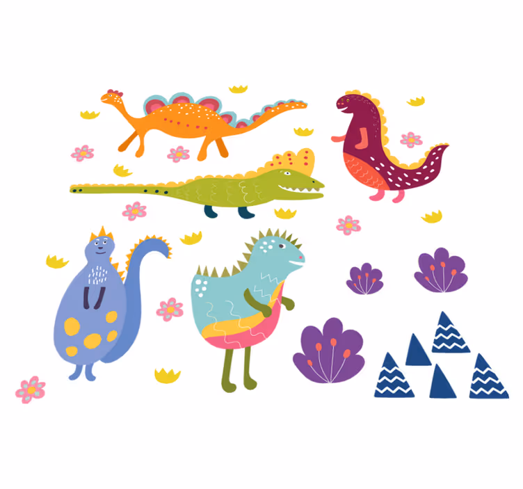 Gyvūnų vinilo kilimėlis spalvingiems dinozaurams - „Tenstickers“