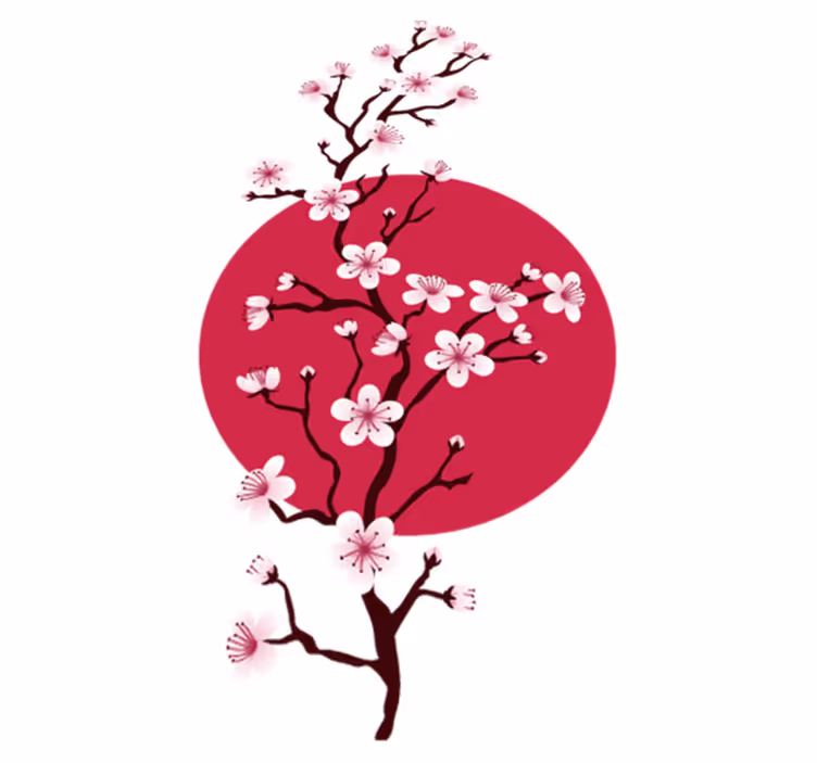 Gėlių rašto kilimėlis su japoniškų vyšnių šakomis - „Tenstickers“