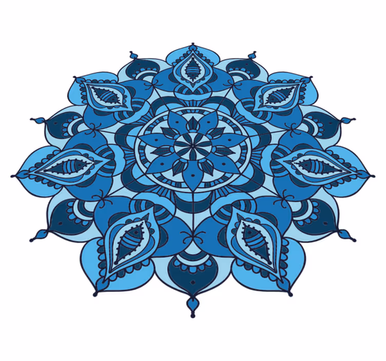 Gėlių rašto kilimėlis sudėtingas mėlynas mandala - „Tenstickers“