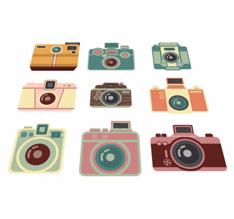 Valgomosios kambario kilimas su vintage kameromis - „Tenstickers“