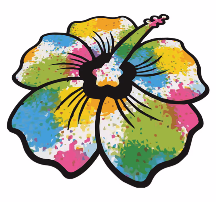 Vinilo kilimėlis miegamajam spalvinga hibisko žiedu - „Tenstickers“