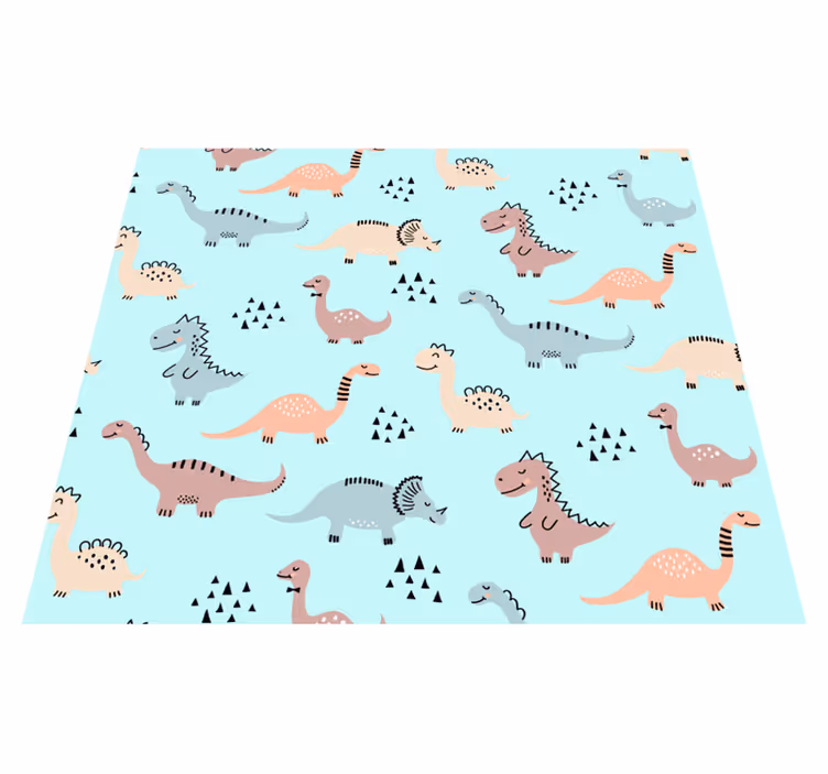 Vinilo kilimėlis miegamajam su mėlynu fonu ir dinozaurais - „Tenstickers“