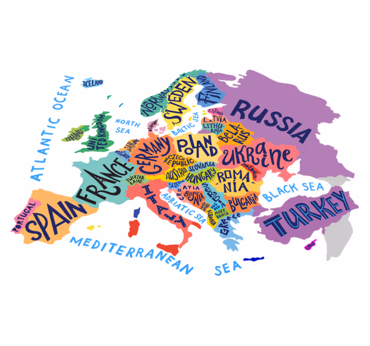 Vaikų vinilinė kilimėlė europos žemėlapis - „Tenstickers“