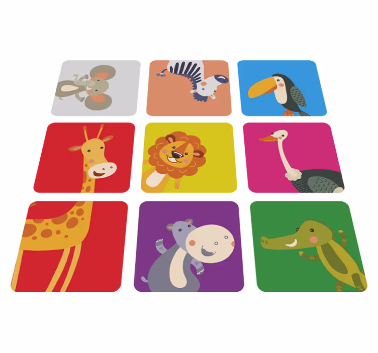 Vaikų vinilinė kilimėlė spalvotais gyvūnėliais - „Tenstickers“