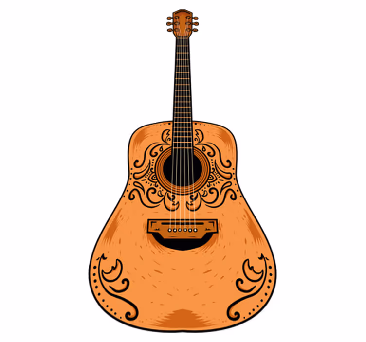 Vinilo kilimėlis miegamajam oranžinė gitara - „Tenstickers“