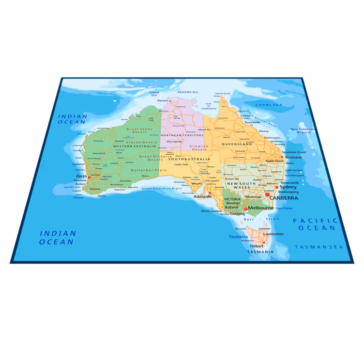 Pasaulio žemėlapis vinilo kilimėlis australijos politika - „Tenstickers“