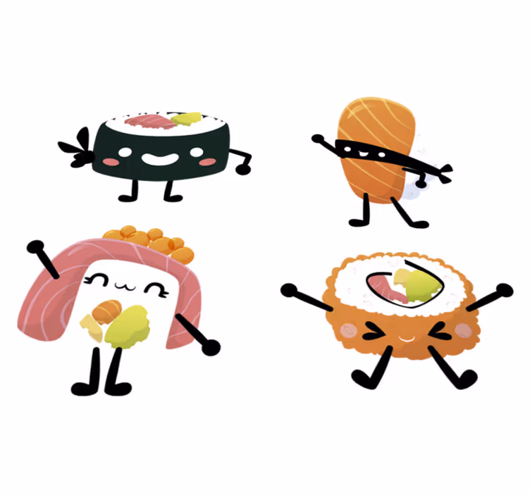 Kilimas virtuvei kawaii suši - „Tenstickers“