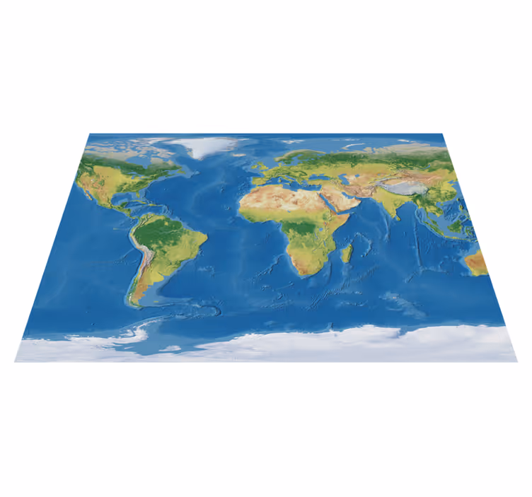 Pasaulio žemėlapis vinilo kilimėlis geografinis realus - „Tenstickers“