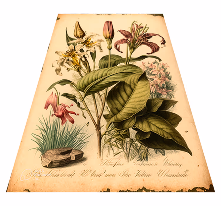 Gėlių rašto kilimėlis senovinio botaninio piešinio - „Tenstickers“