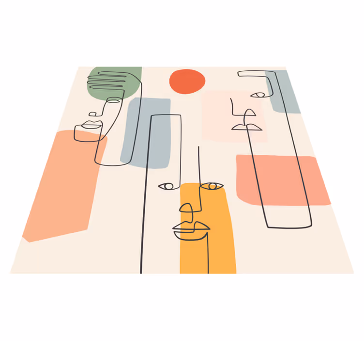Geometriniai kilimas minimalistinė siena su veidais - „Tenstickers“