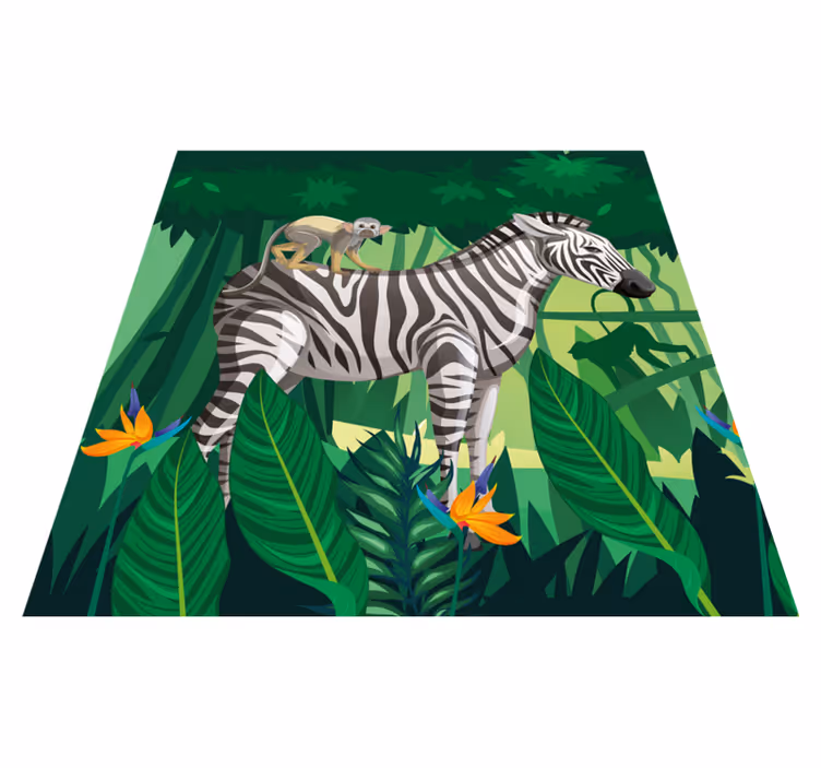 Vaikų vinilinė kilimėlė su žirafa, zebra ir beždžione - „Tenstickers“