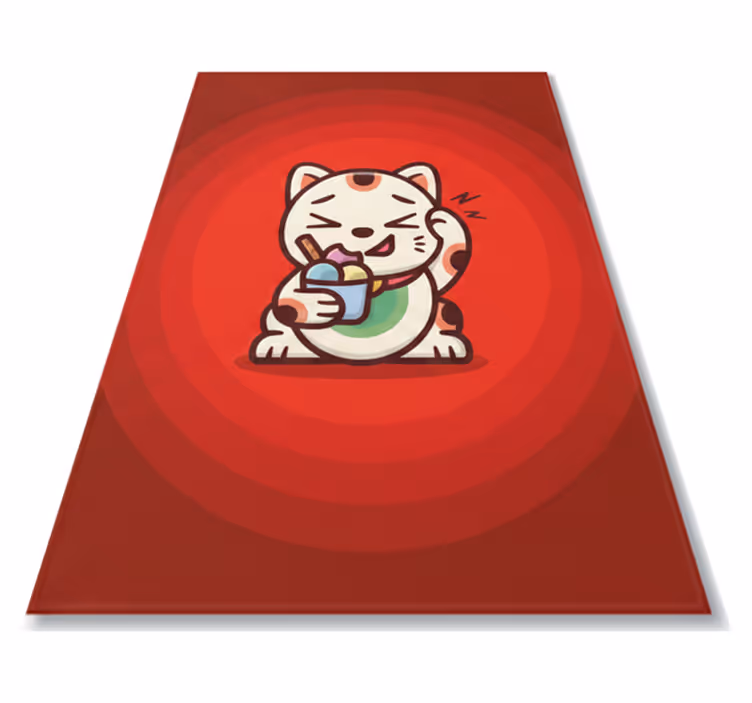 Raudonas kilimėlis su mielu katinu ir ledais - „Tenstickers“