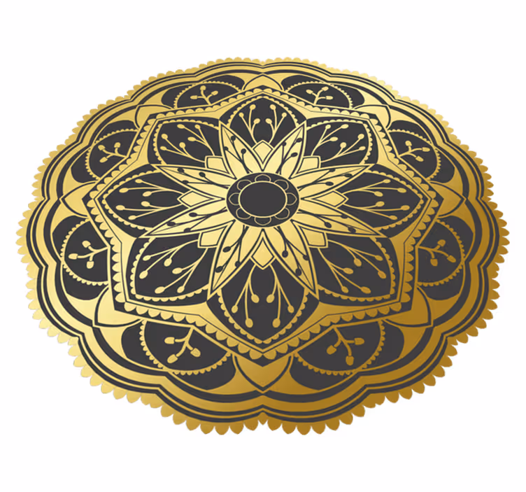 Auksinis efektas gėlių mandala vinilo kilimėlis - „Tenstickers“