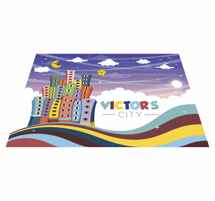 Miesto peizažas vaivorykštė vinyl kilimėlis su vardu - „Tenstickers“
