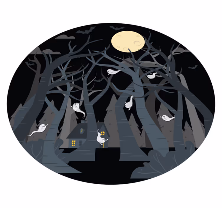 Baisu miško scena halloween kilimėlis - „Tenstickers“