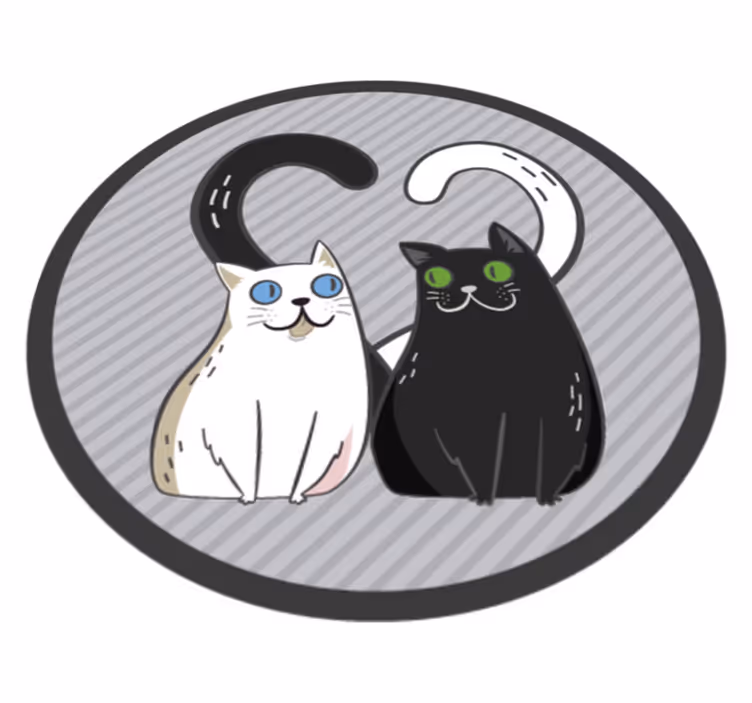 Vinilinis kilimas dvi katės su spalvotomis akimis gyvūnų kilimas - „Tenstickers“
