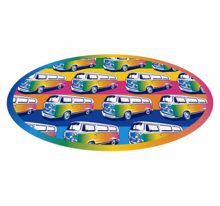 Retro transporto priemonių paradas vinilinis kilimėlis - „Tenstickers“