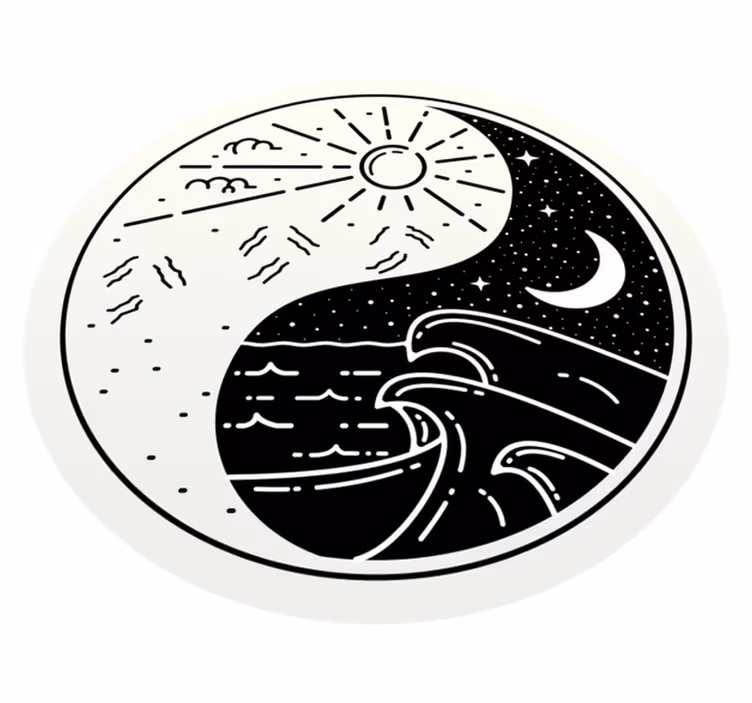 Yin yang saulės ir mėnulio modernus kilimas - „Tenstickers“