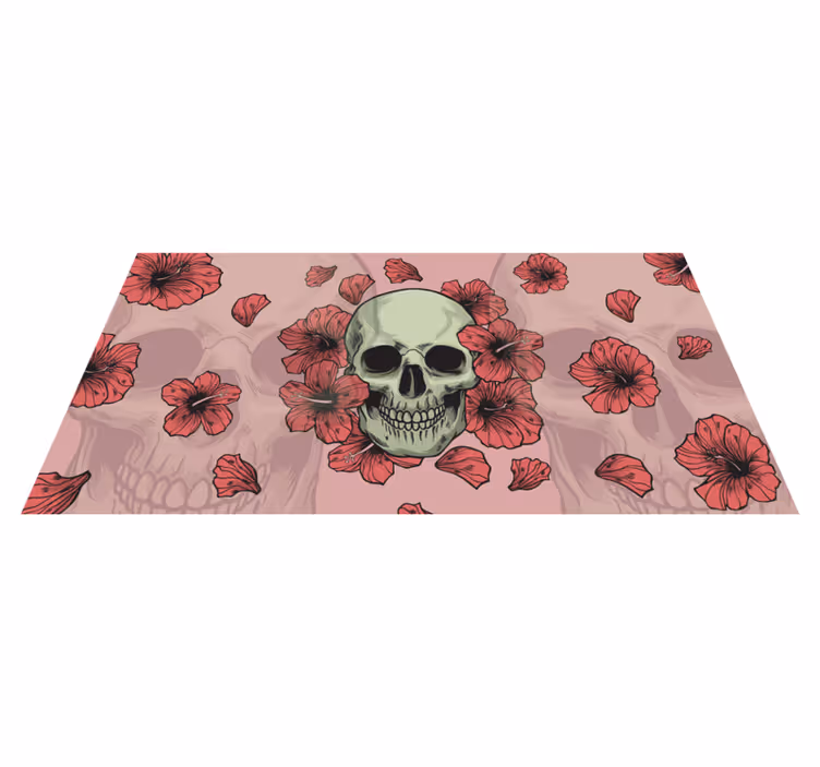 Kaukolės gėlių perdanga halloween kilimėlis - „Tenstickers“