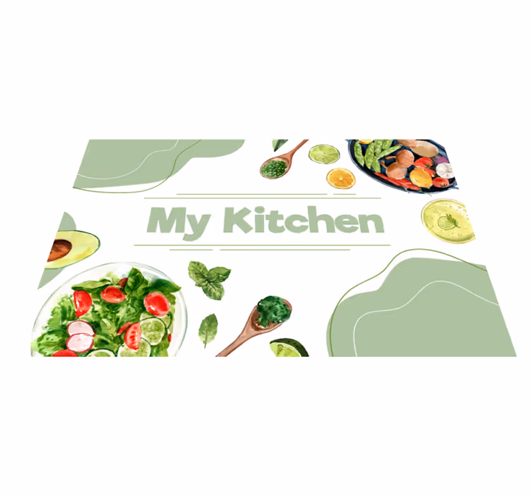 Mano virtuvės indai ir maisto grindų plytelės - „Tenstickers“