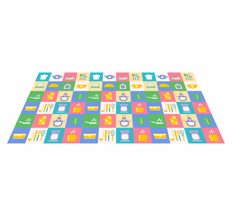 Spalvingos virtuvės piktogramos kilimas virtuvei - „Tenstickers“