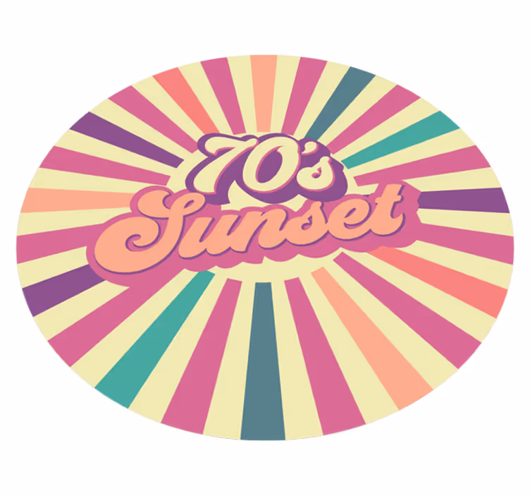 70-ųjų saulėlydžio nuotaikos vinilo kilimėlas su frazėmis - „Tenstickers“