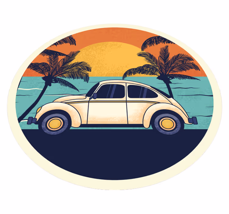 Retro automobilių peizažas senoviniai viniliniai kilimas - „Tenstickers“
