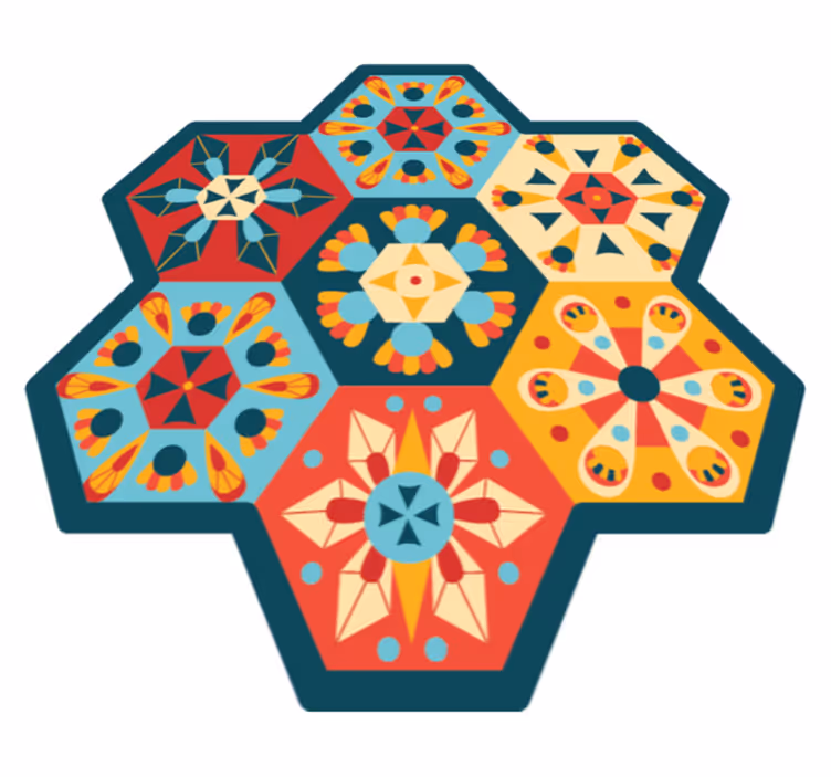 šešiakampė simetrija geometriniai kilimas - „Tenstickers“