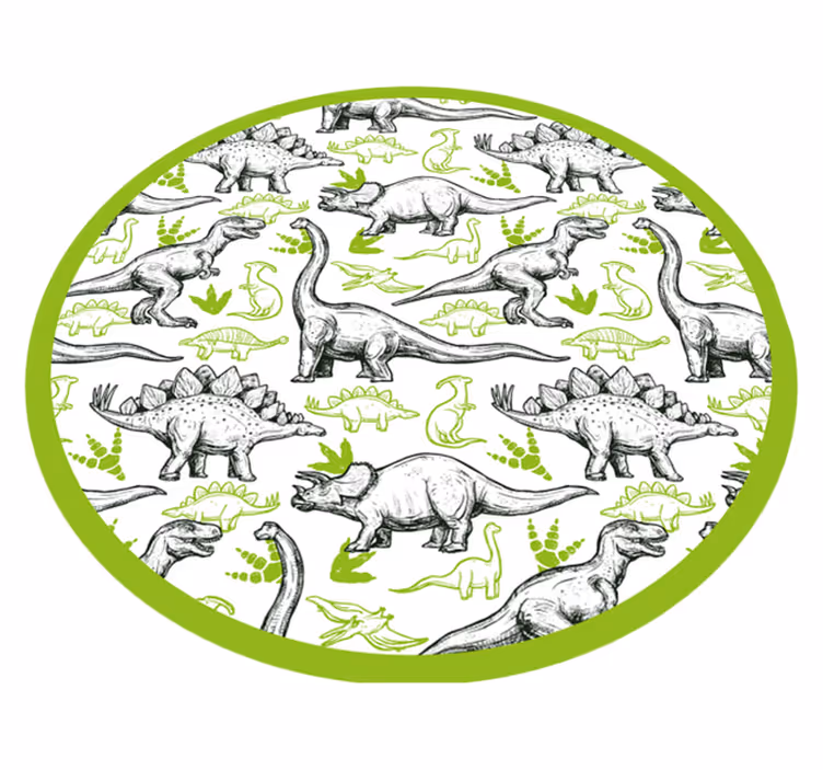Dviejų spalvų doodle dinosaur spausdinti gyvūnų kilimas - „Tenstickers“