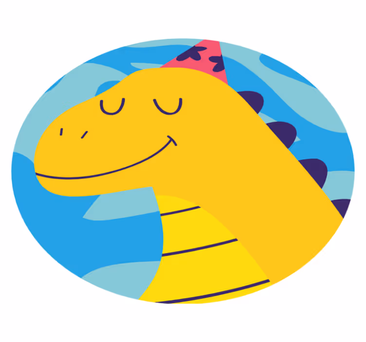 Dinozauras žaidžia ant mėlyno fono gyvūnų kilimėlio - „Tenstickers“