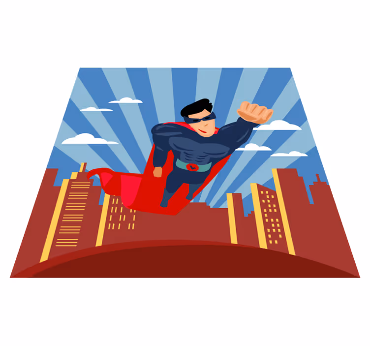 Superherojus skraidantis vaikų vinilinis kilimas - „Tenstickers“