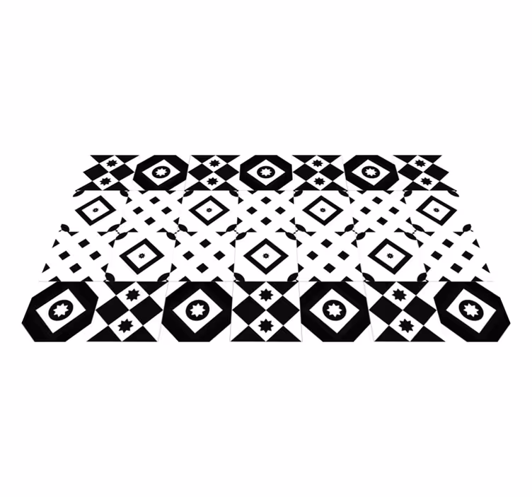 Monochrominės geometrinės figūros kilimas virtuvei - „Tenstickers“