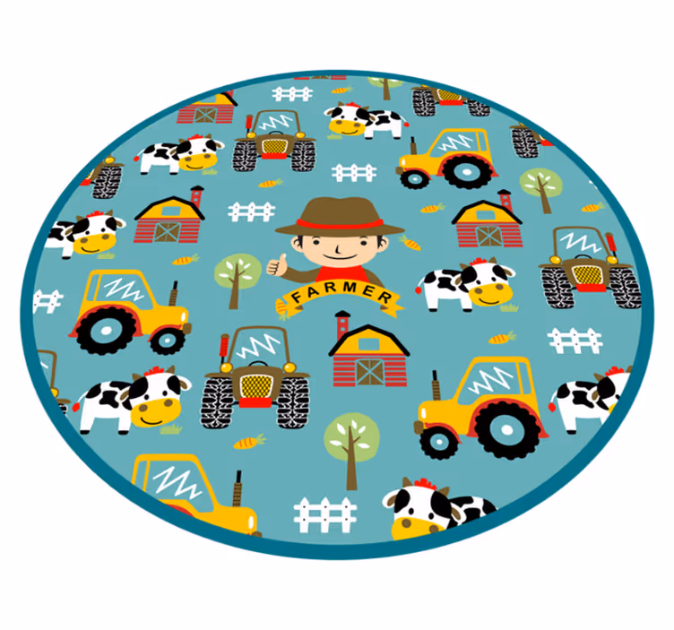 ūkininkas, gyvūnai ir traktorių ratas gyvūnų kilimas - „Tenstickers“