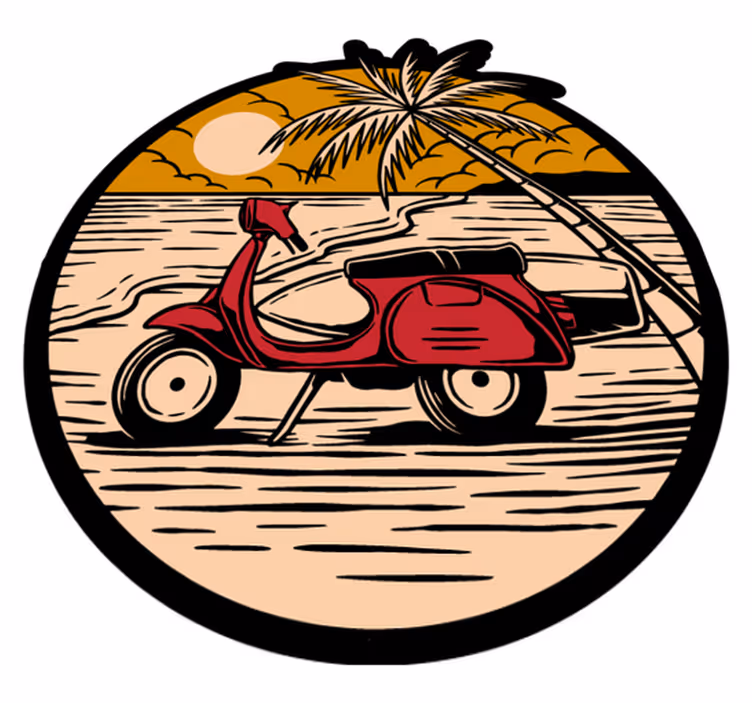 Atogrąžų motorolerių scena vinilinis kilimėlis - „Tenstickers“
