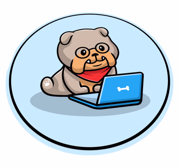 šuniukas su kompiuteriu gyvūnų vinilo kilimėlis - „Tenstickers“