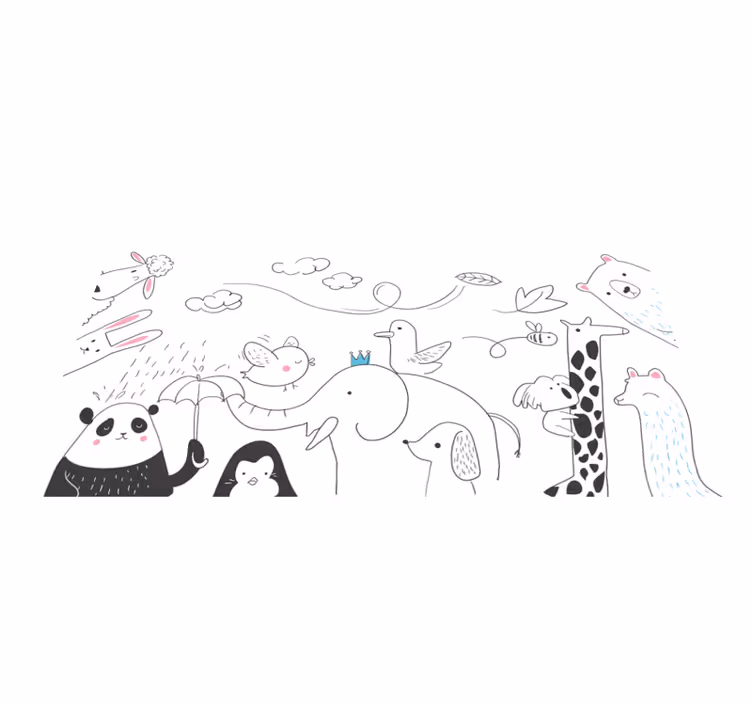 Minimalistiniai gyvūnų draugai kilimas vaiko kambariui - „Tenstickers“