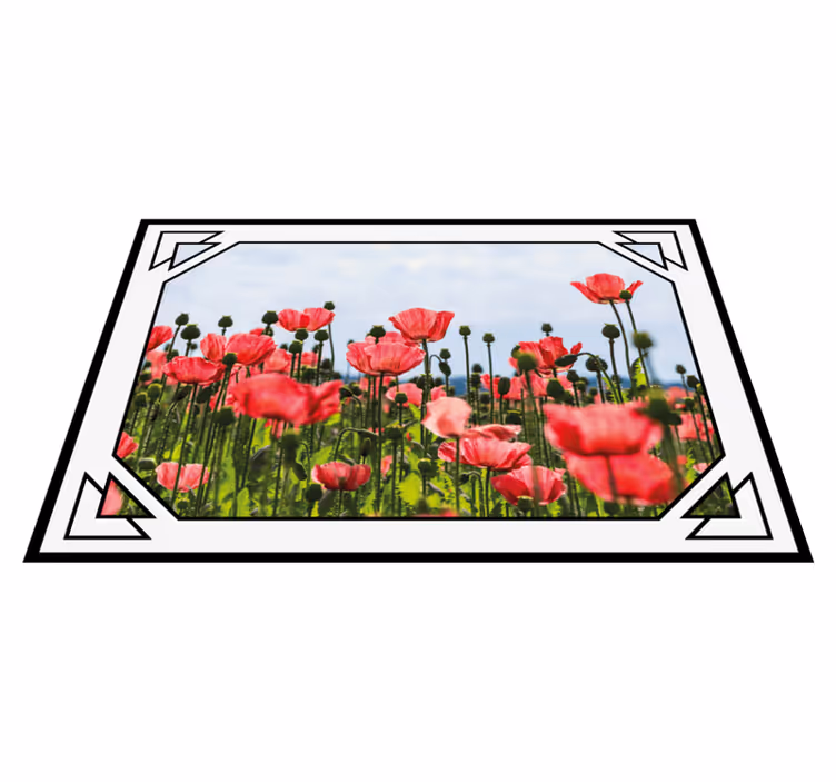 Raudonas ir žalias aguonų lauko gėlių kilimas - „Tenstickers“