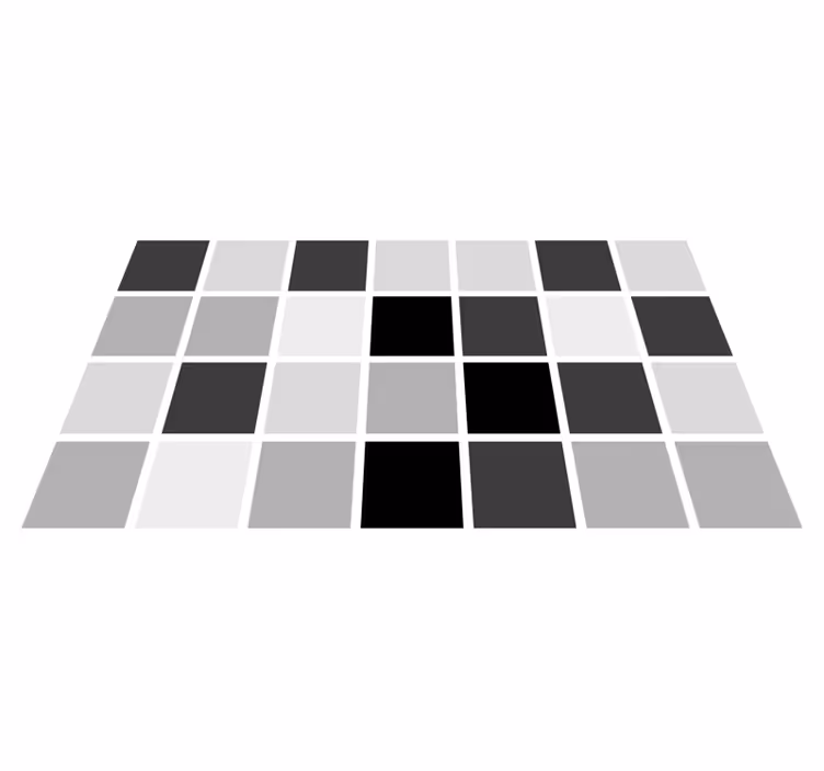 Pilkų atspalvių kvadratai vonios kambario vinilo kilimėlis - „Tenstickers“