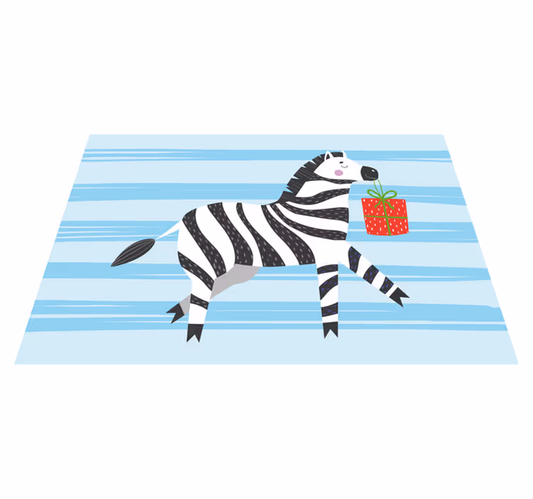 Zebras su dovana gyvūnų vinilo kilimėlis - „Tenstickers“