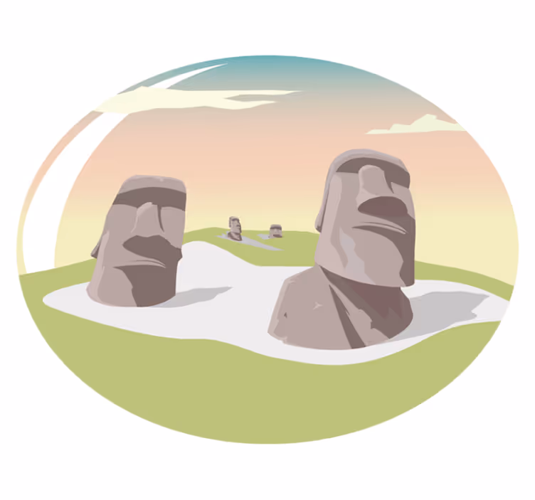 Moai akmenų siluetai gamtos vinilinis kilimas - „Tenstickers“