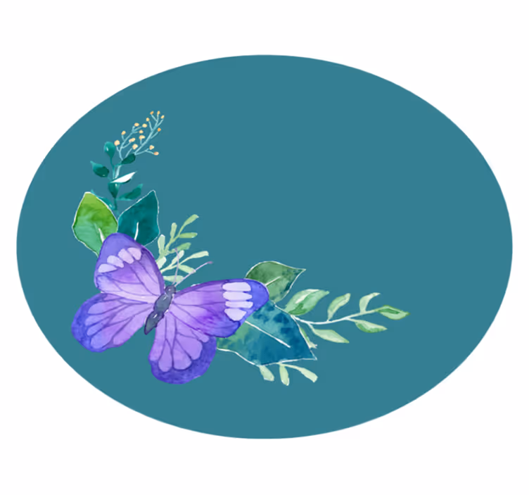 Drugelio botaninis motyvas gėlių rašto kilimėlis - „Tenstickers“