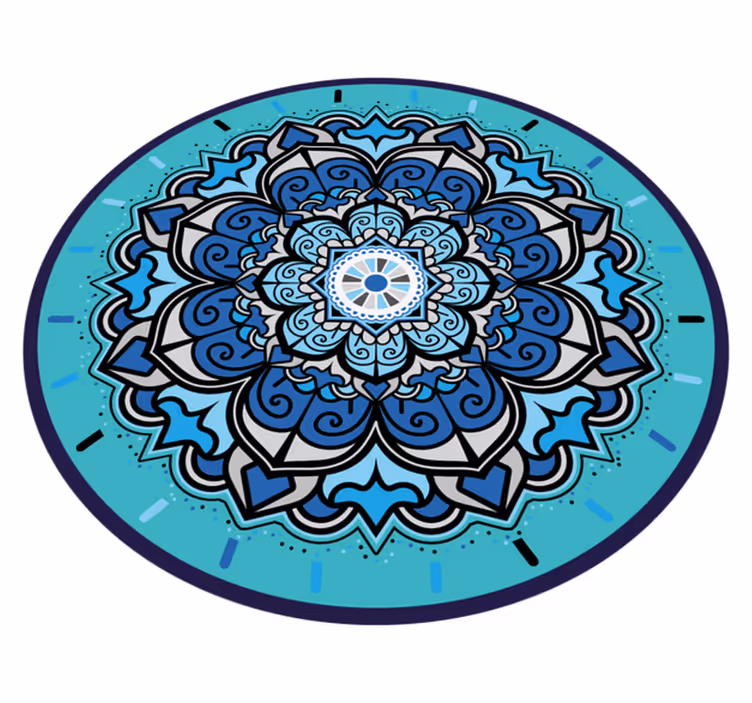 Sudėtinga mėlyna mandala apskritimo formos vinilo kilimėlis - „Tenstickers“
