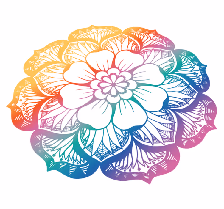 Spalvingas gėlių motyvas mandala kilimėlis - „Tenstickers“